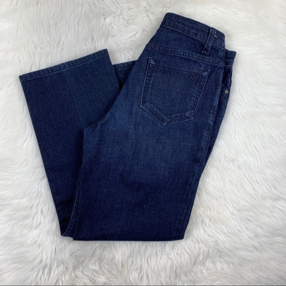 St. John Sport Dark Wash Straight Leg Jeans Size 6 5-Pocket Cotton Stretch - Picture 5 of 5